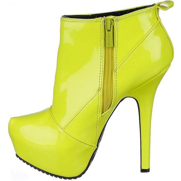 Dollhouse Neon Yellow High Heel Booties - Picture 2 of 14